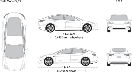2022 Tesla Model 3 V22 Vehicle Wrap Template
