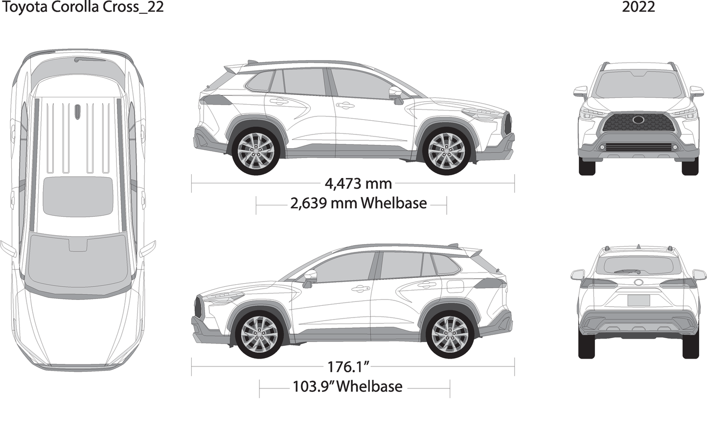 2022 Toyota Corolla Cross V22 Vehicle Wrap Template