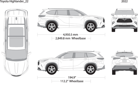 2022 Toyota Highlander V22 Vehicle Wrap Template