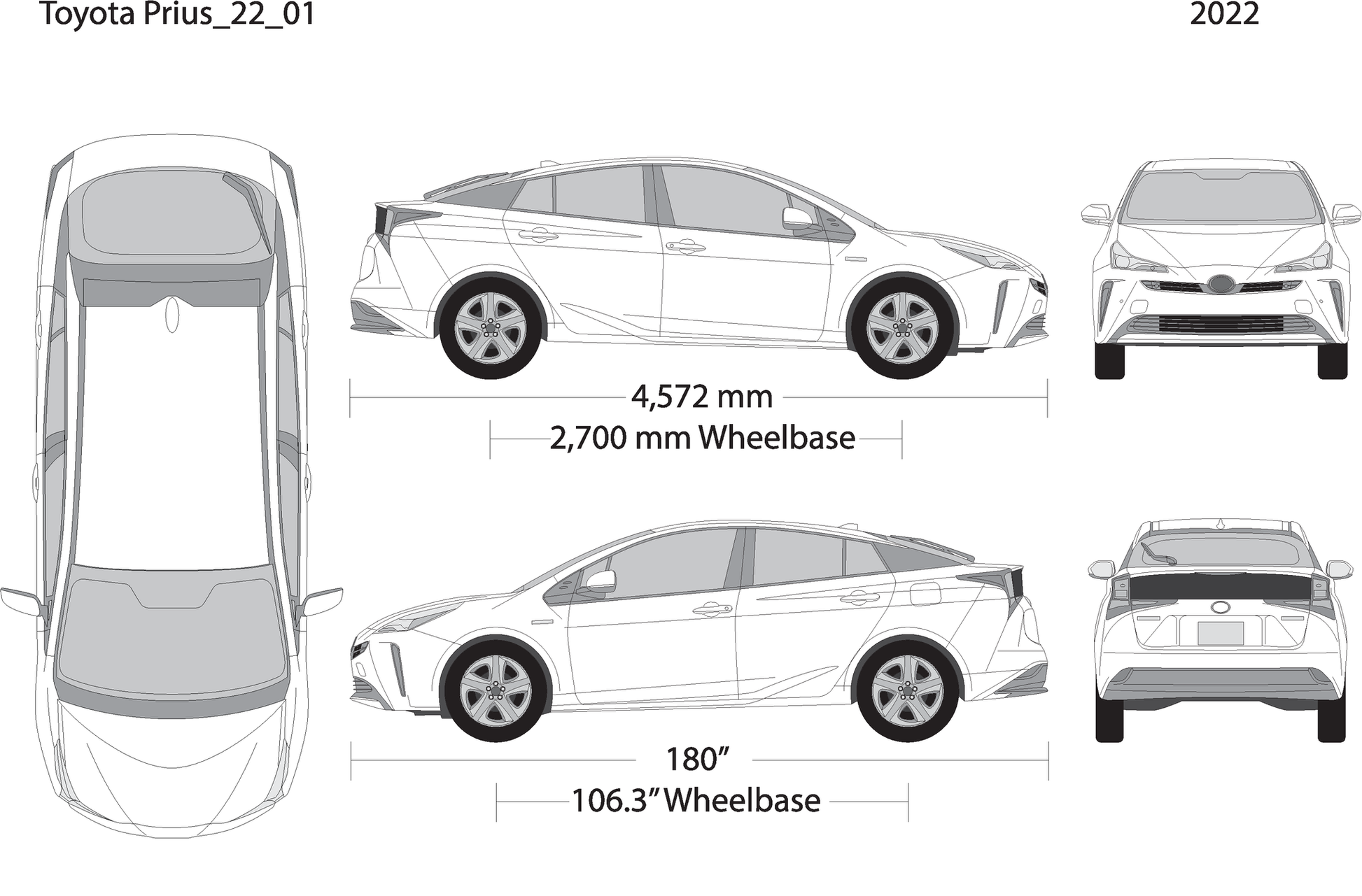 2022 Toyota Prius V01 Vehicle Wrap Template