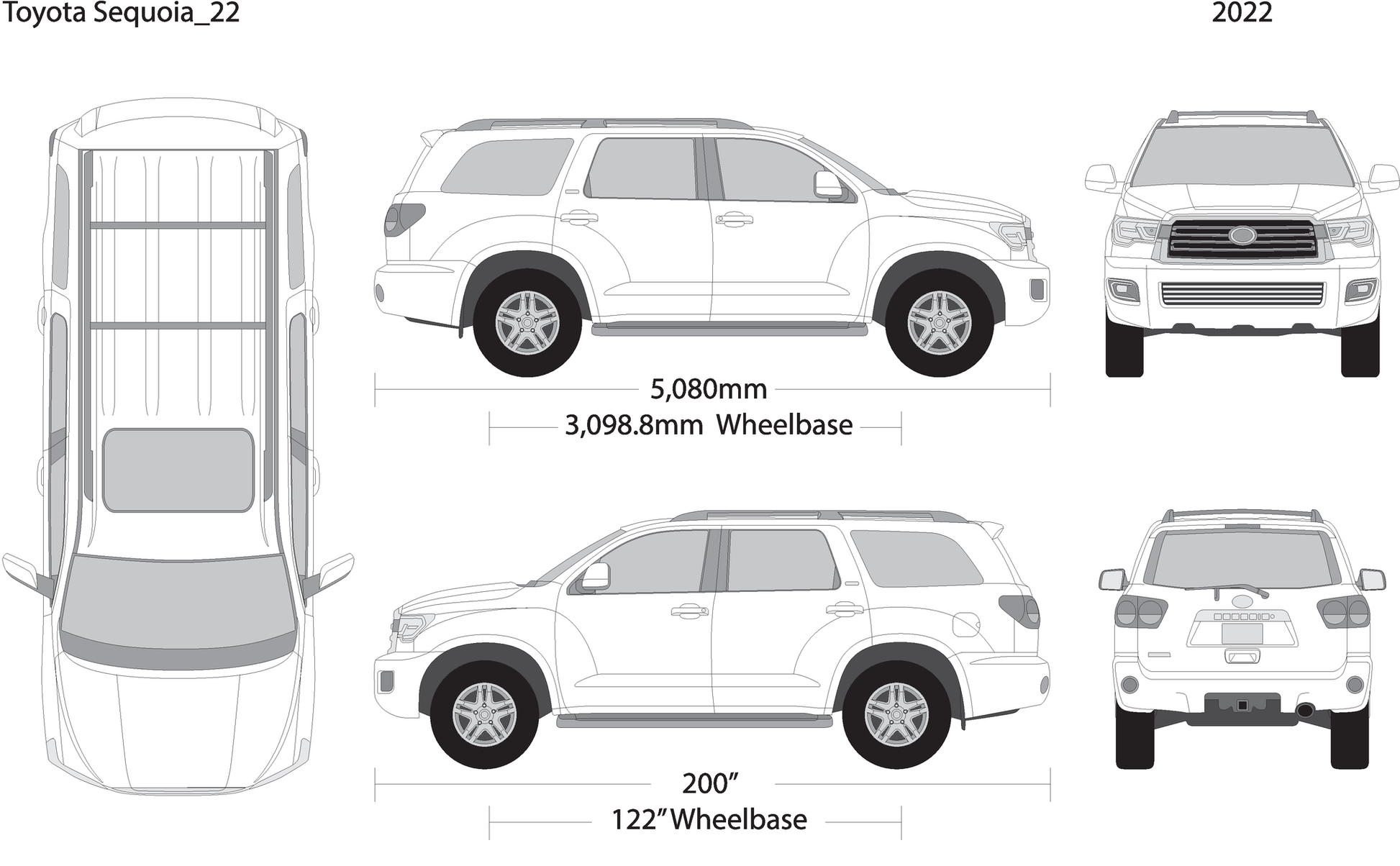 2022 Toyota Sequoia V22 Vehicle Wrap Template