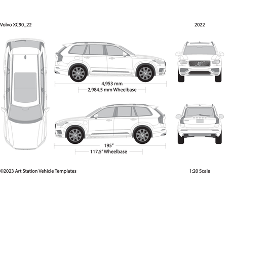 2022 Volvo Xc90 V22 Vehicle Wrap Template