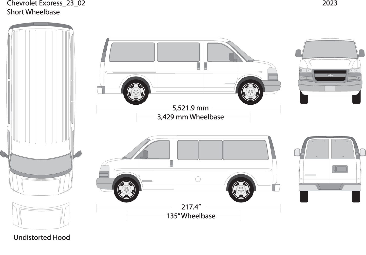 2023 Chevy Express V02 Vehicle Wrap Template