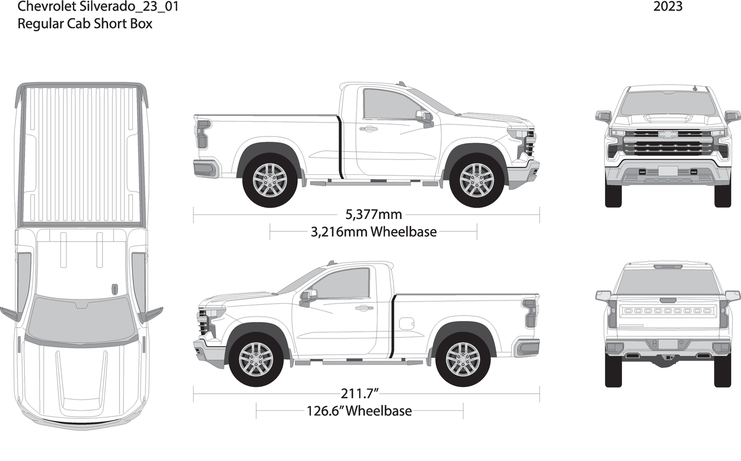2023 Chevy Silverado 1500 V01 Vehicle Wrap Template