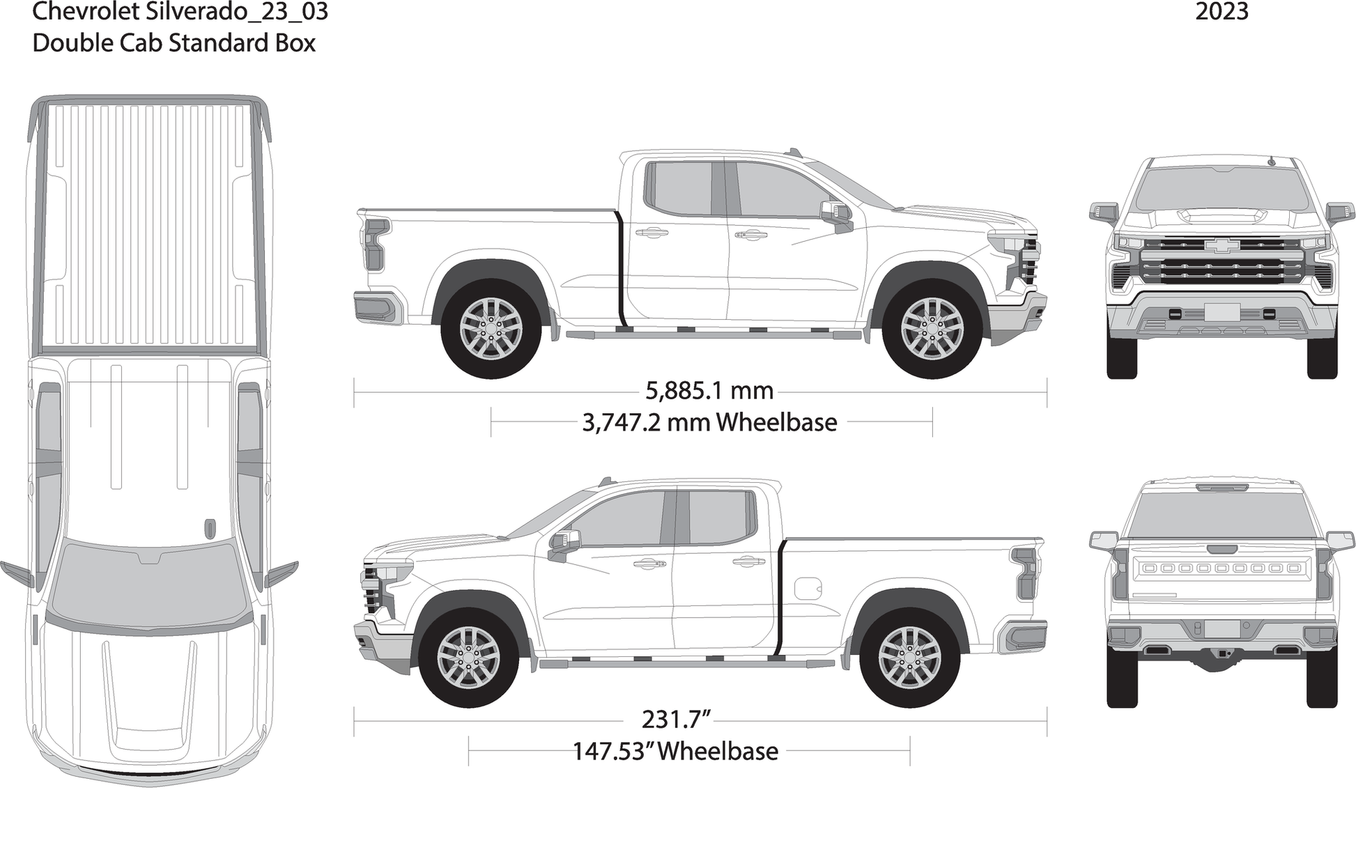2023 Chevy Silverado 1500 V03 Vehicle Wrap Template