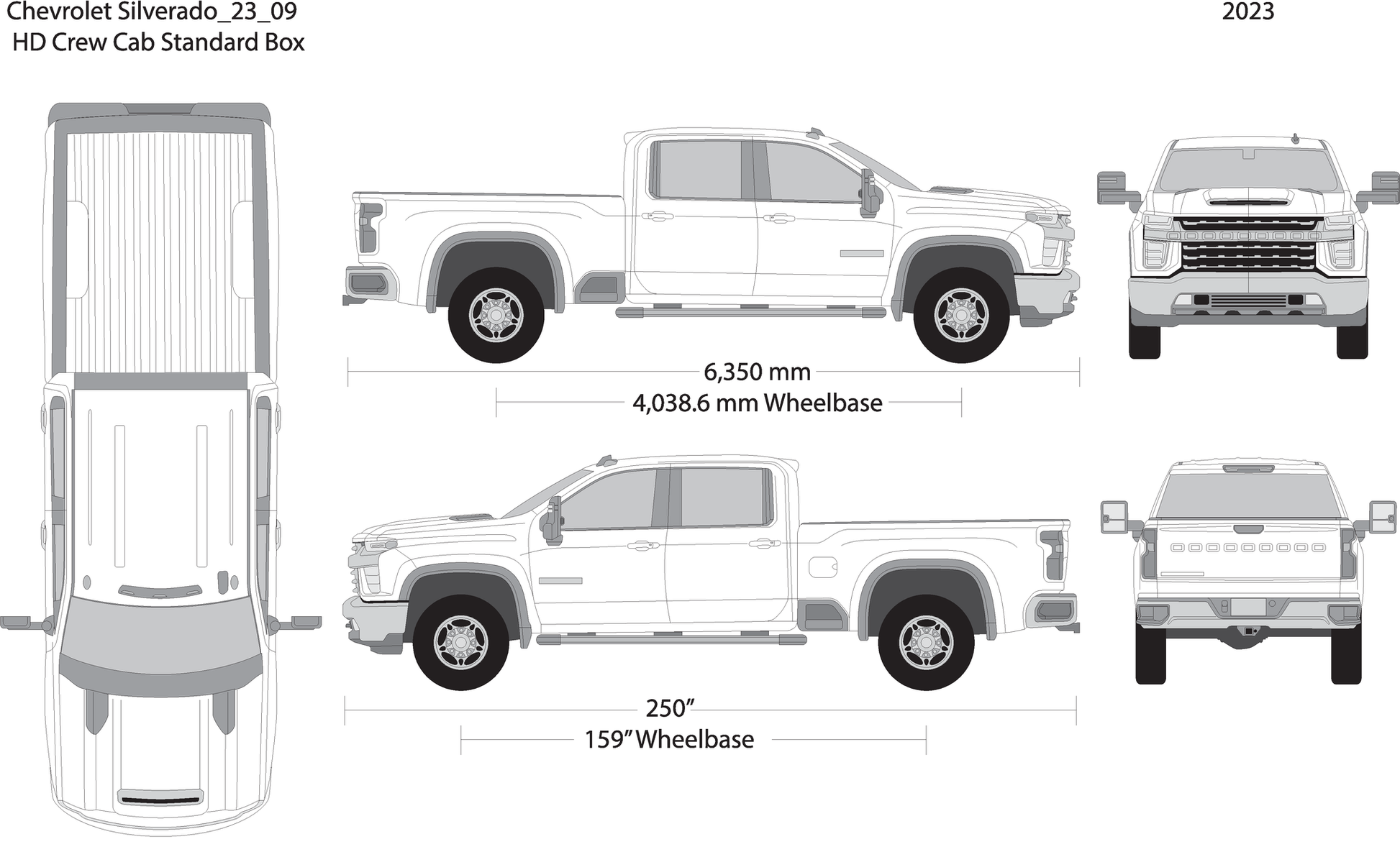 2023 Chevy Silverado 2500 3500 Hd V09 Vehicle Wrap Template