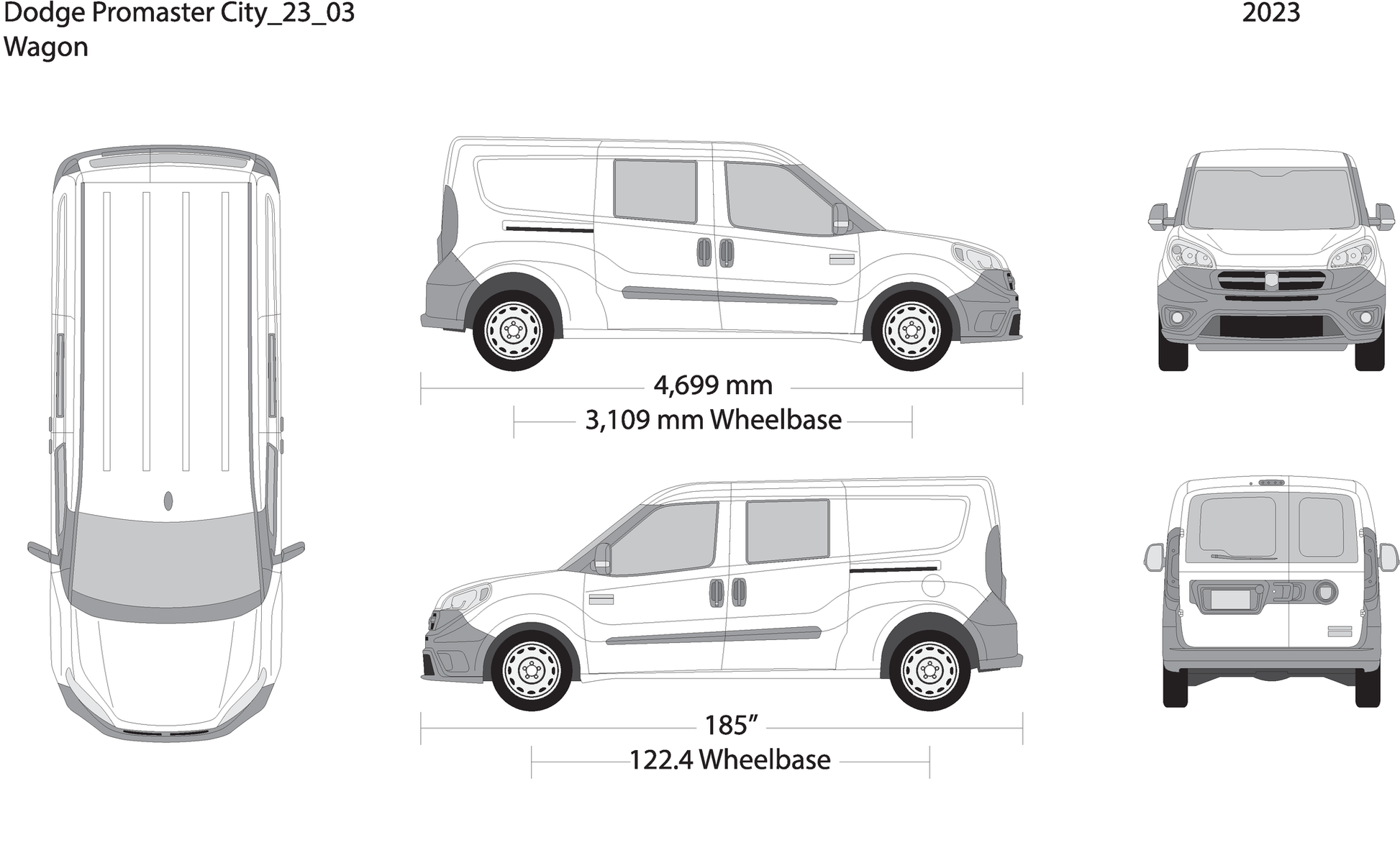 2023 Dodge Promaster City V03 Vehicle Wrap Template