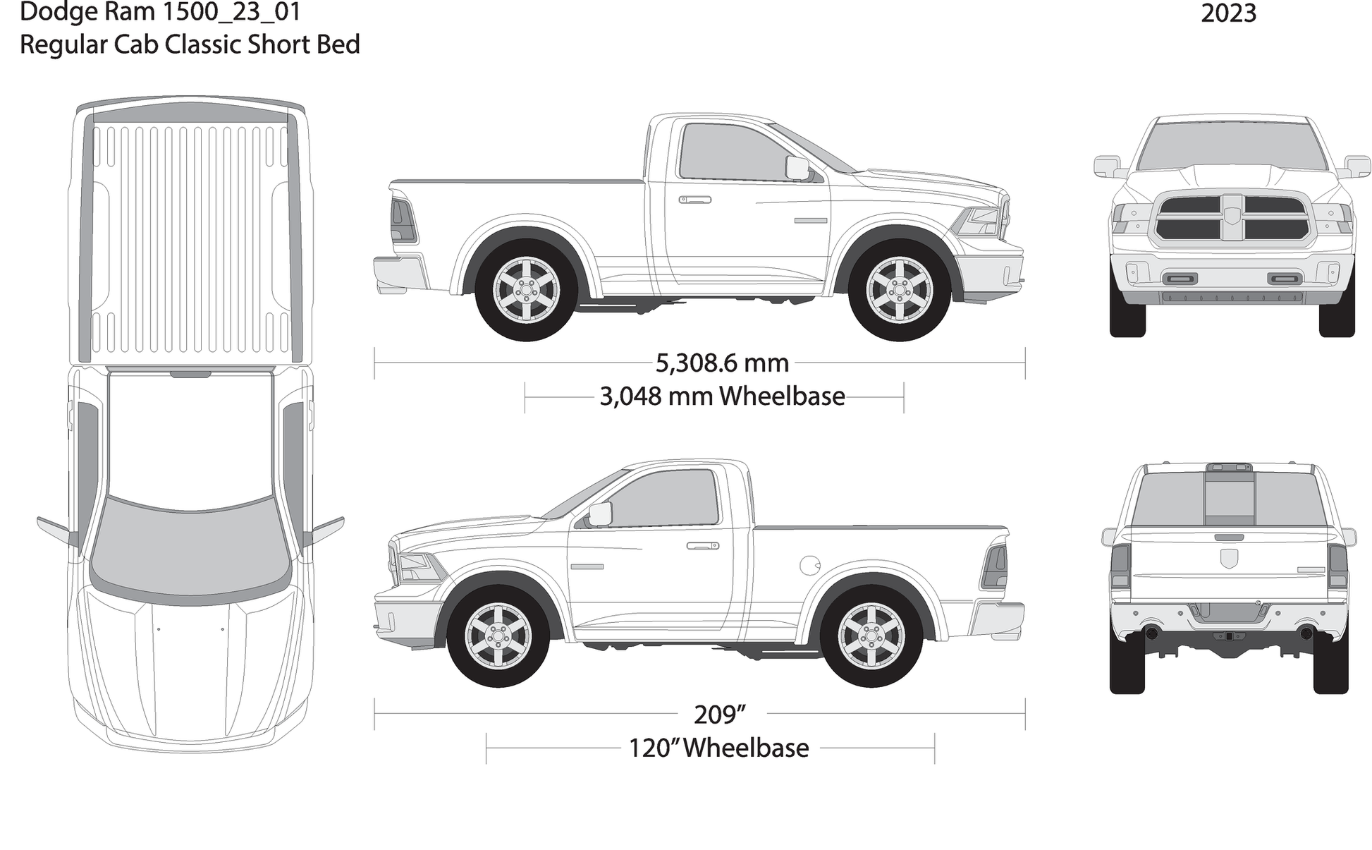 2023 Dodge Ram 1500 V01 Vehicle Wrap Template