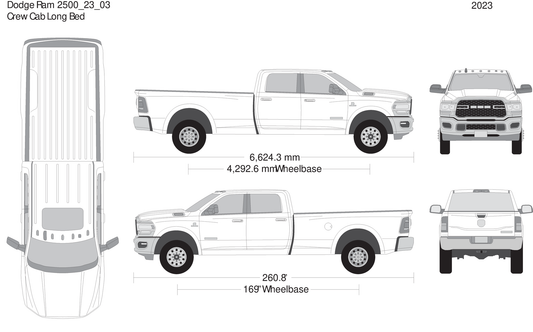 2023 Dodge Ram 2500 3500 V03 Vehicle Wrap Template