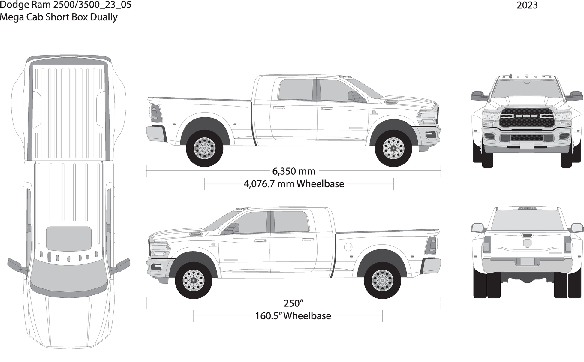 2023 Dodge Ram 2500 3500 V05 Vehicle Wrap Template