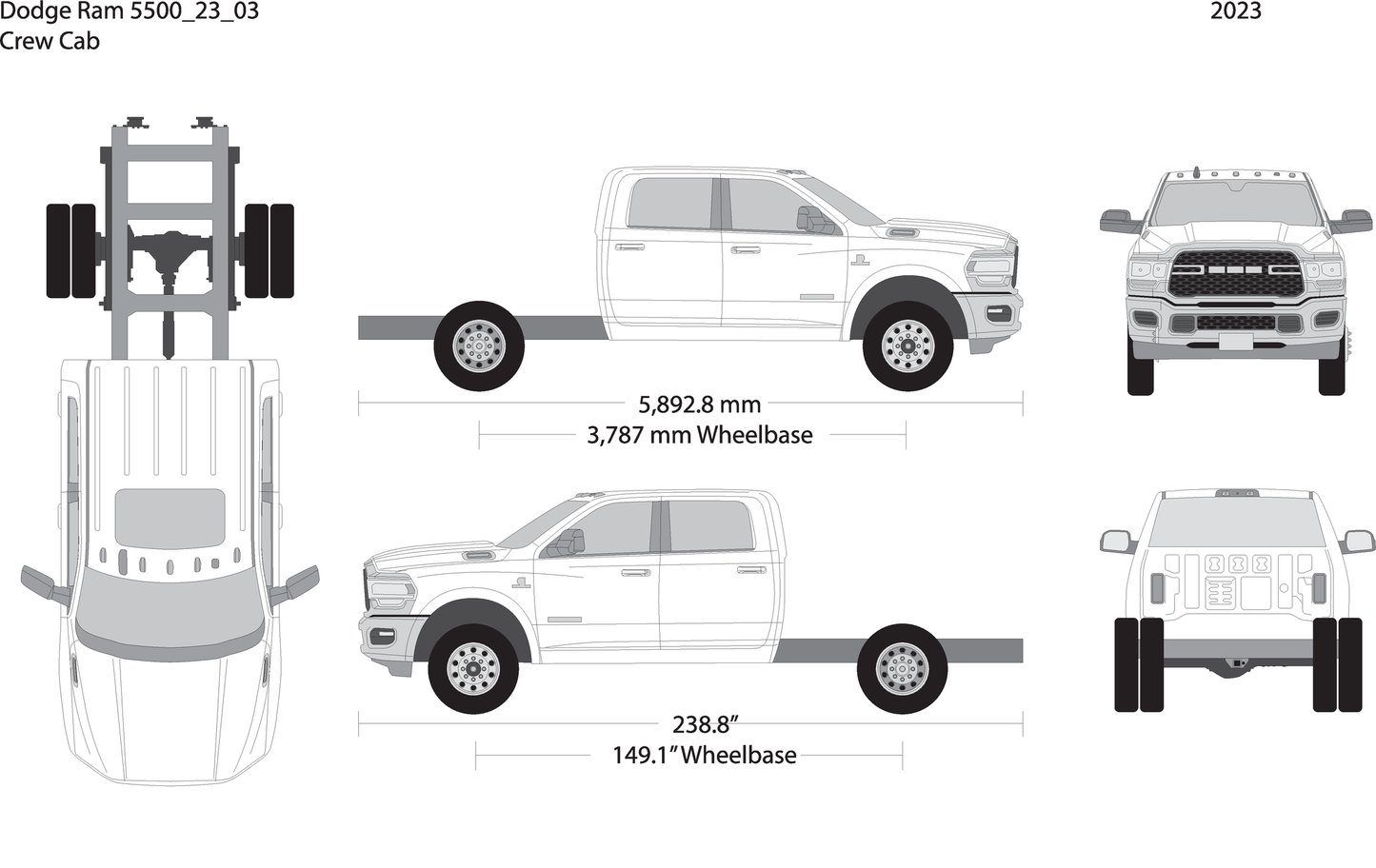 2023 Dodge Ram 5500 V03 Vehicle Wrap Template