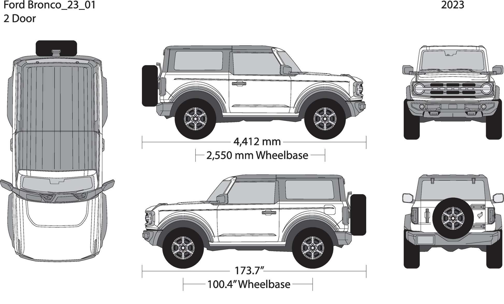 2023 Ford Bronco V01 Vehicle Wrap Template