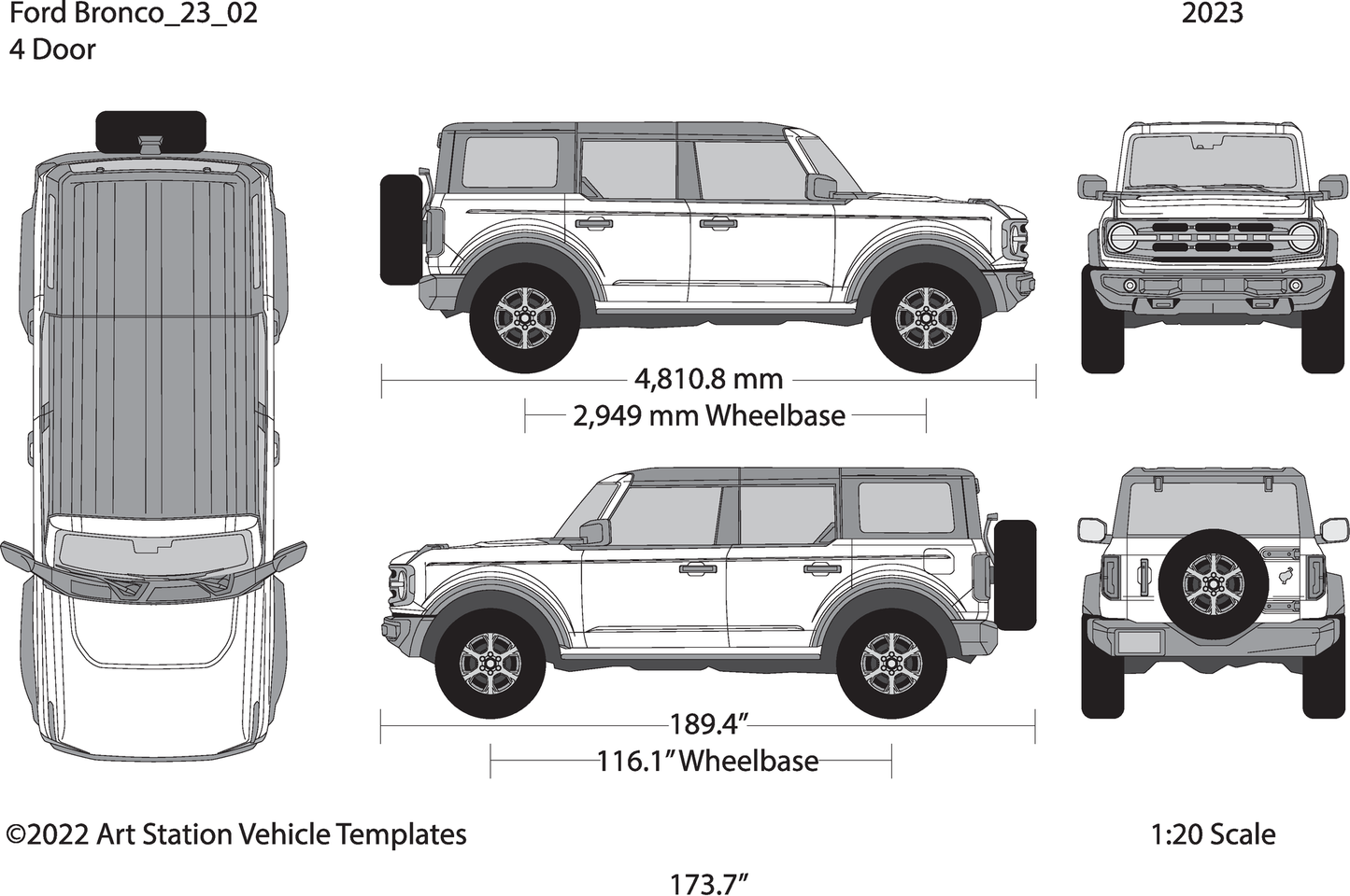 2023 Ford Bronco V02 Vehicle Wrap Template