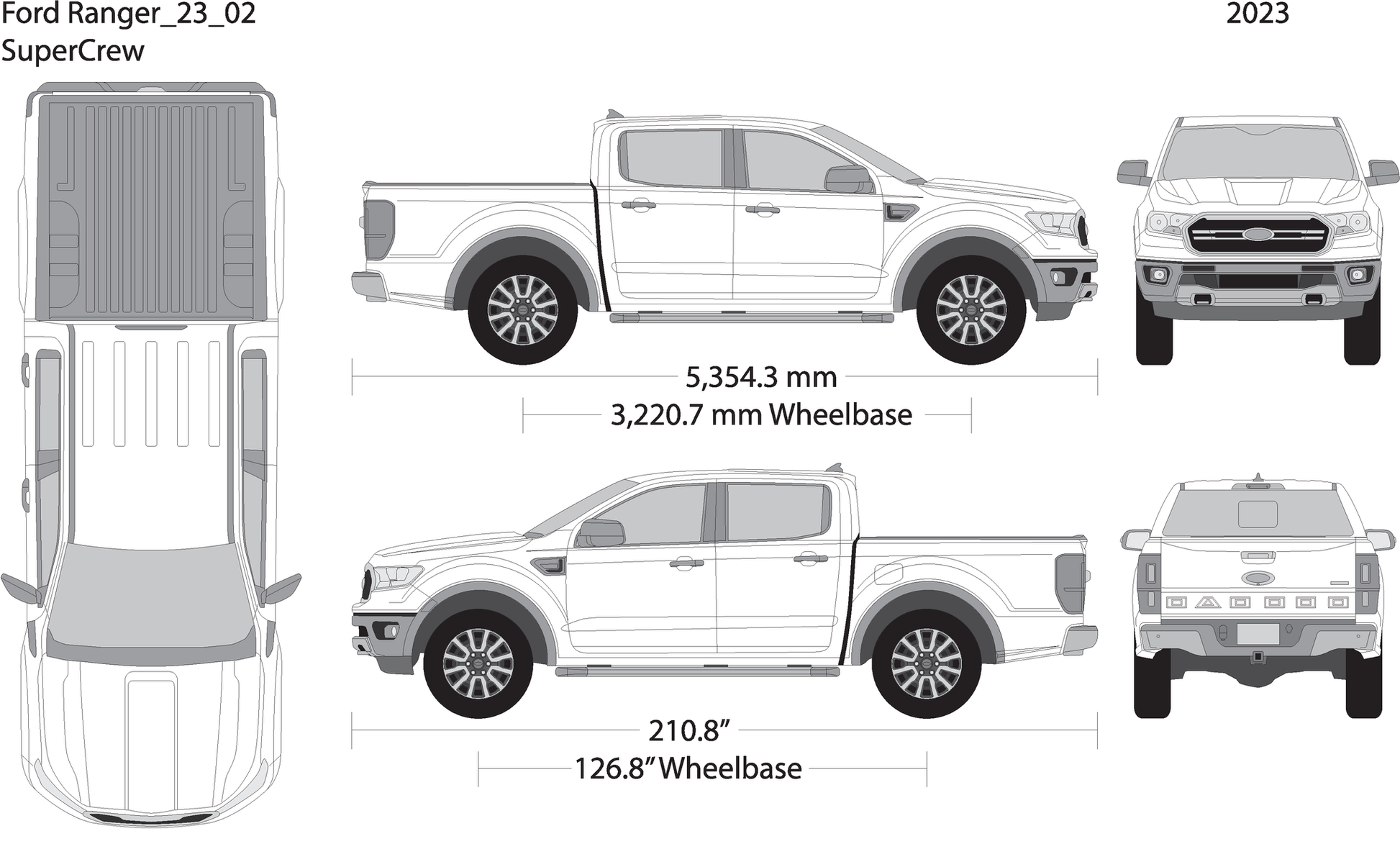 2023 Ford Ranger V02 Vehicle Wrap Template