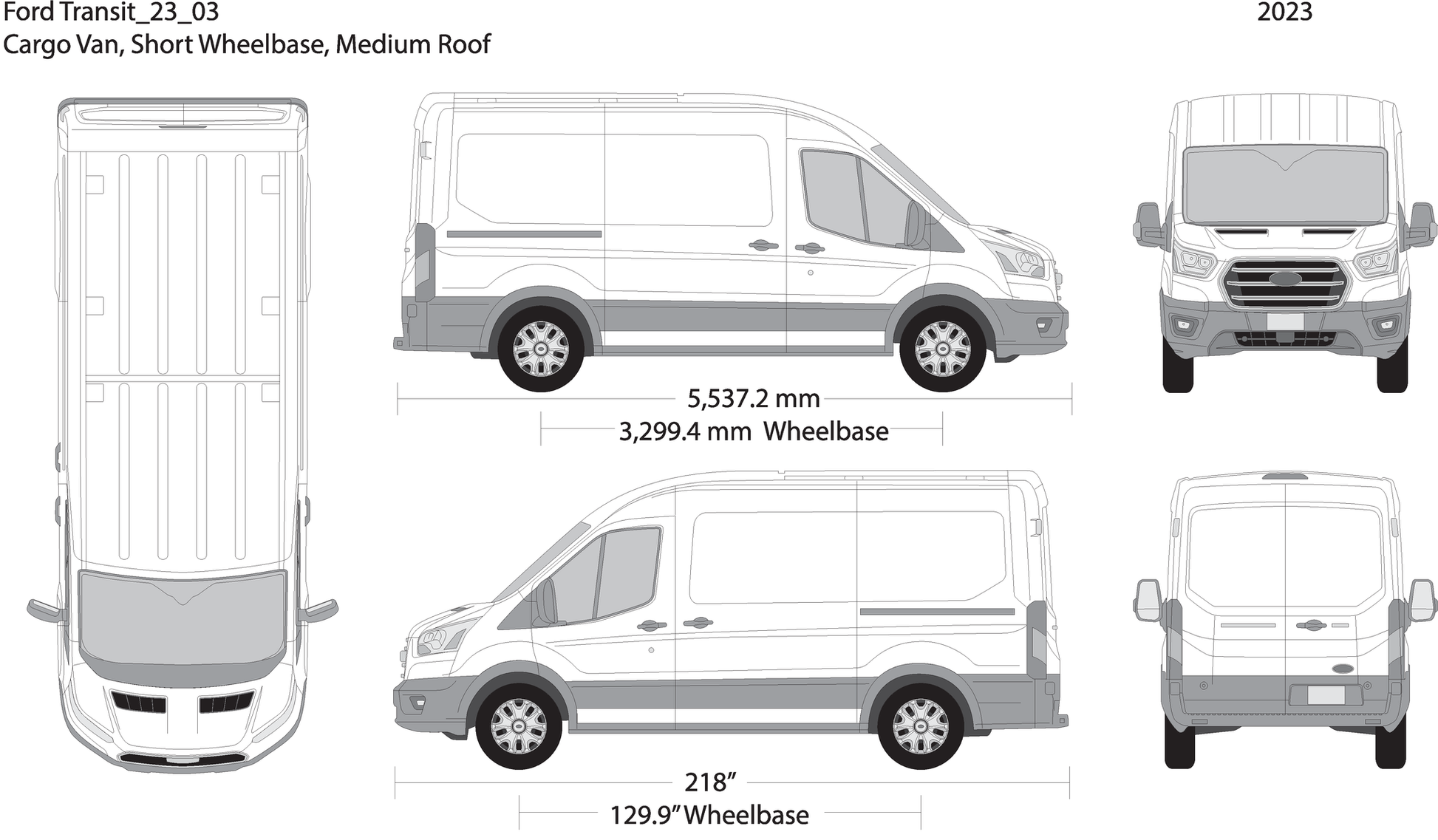 2023 Ford Transit Sliding Doors V03 Vehicle Wrap Template