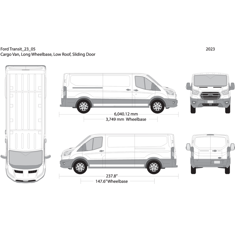 2023 Ford Transit Sliding Doors V05 Vehicle Wrap Template