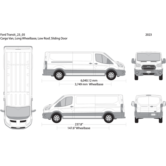 2023 Ford Transit Sliding Doors V05 Vehicle Wrap Template