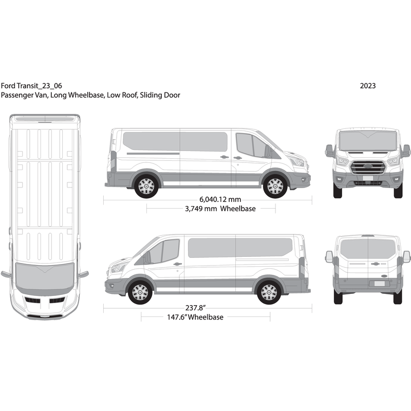 2023 Ford Transit Sliding Doors V06 Vehicle Wrap Template