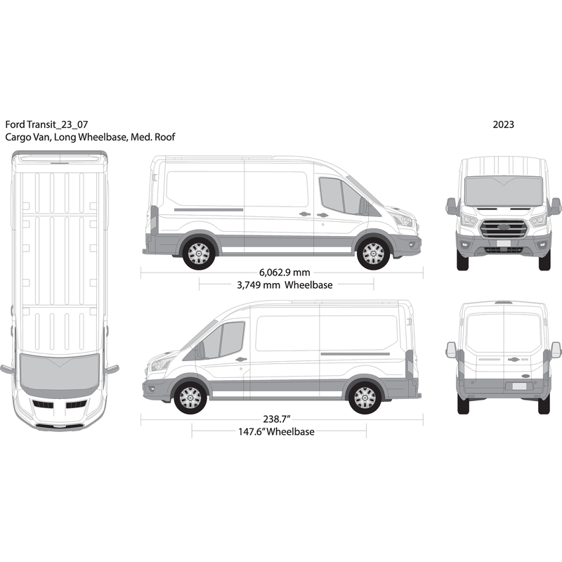2023 Ford Transit Sliding Doors V07 Vehicle Wrap Template