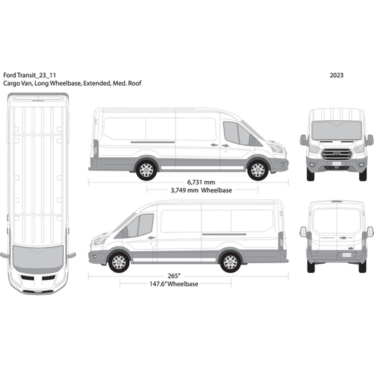 2023 Ford Transit Sliding Doors V11 Vehicle Wrap Template