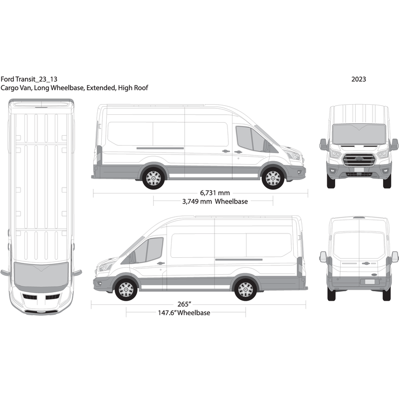2023 Ford Transit Sliding Doors V13 Vehicle Wrap Template