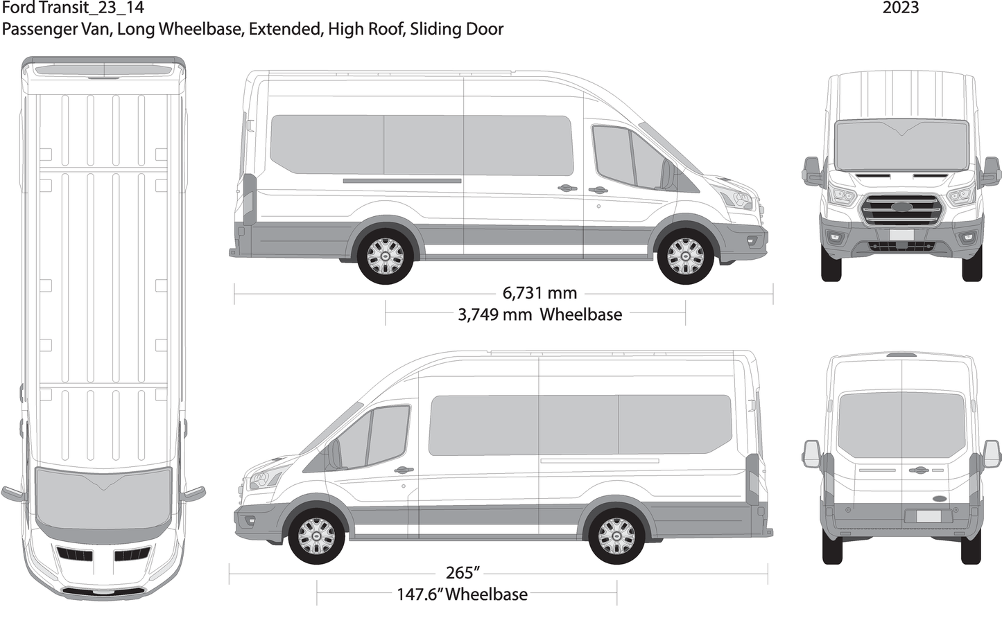 2023 Ford Transit Sliding Doors V14 Vehicle Wrap Template