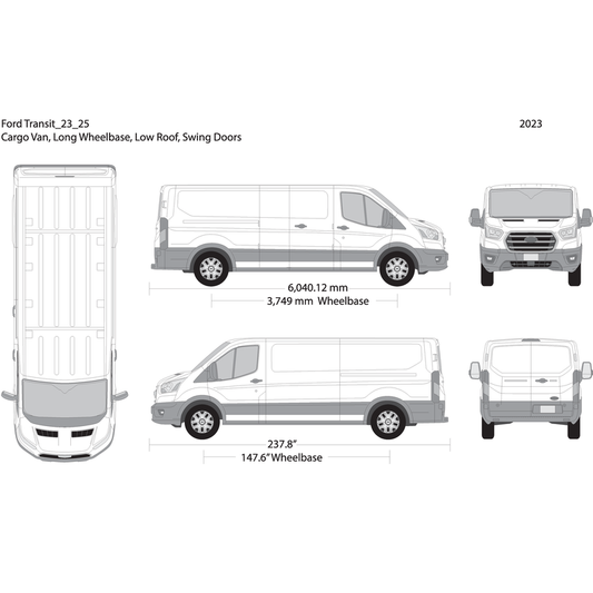 2023 Ford Transit Swing Doors V25 Vehicle Wrap Template