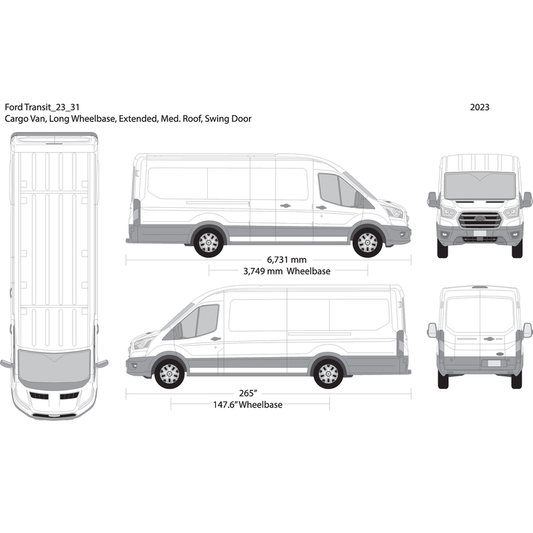 2023 Ford Transit Swing Doors V31 Vehicle Wrap Template