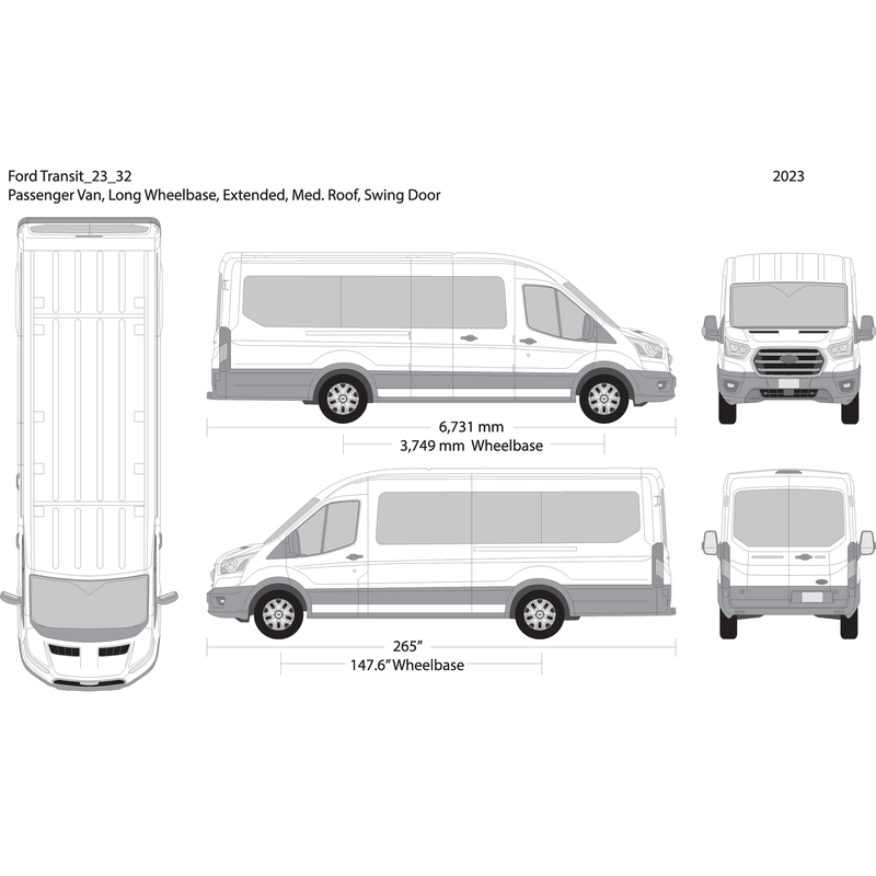 2023 Ford Transit Swing Doors V32 Vehicle Wrap Template