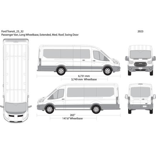 2023 Ford Transit Swing Doors V32 Vehicle Wrap Template