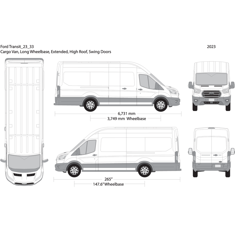 2023 Ford Transit Swing Doors V33 Vehicle Wrap Template
