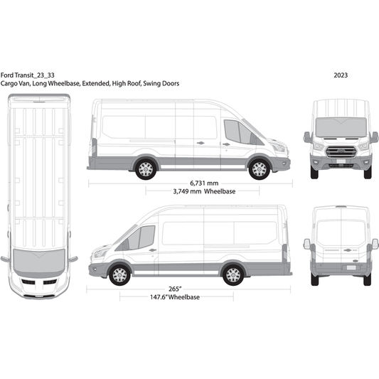 2023 Ford Transit Swing Doors V33 Vehicle Wrap Template