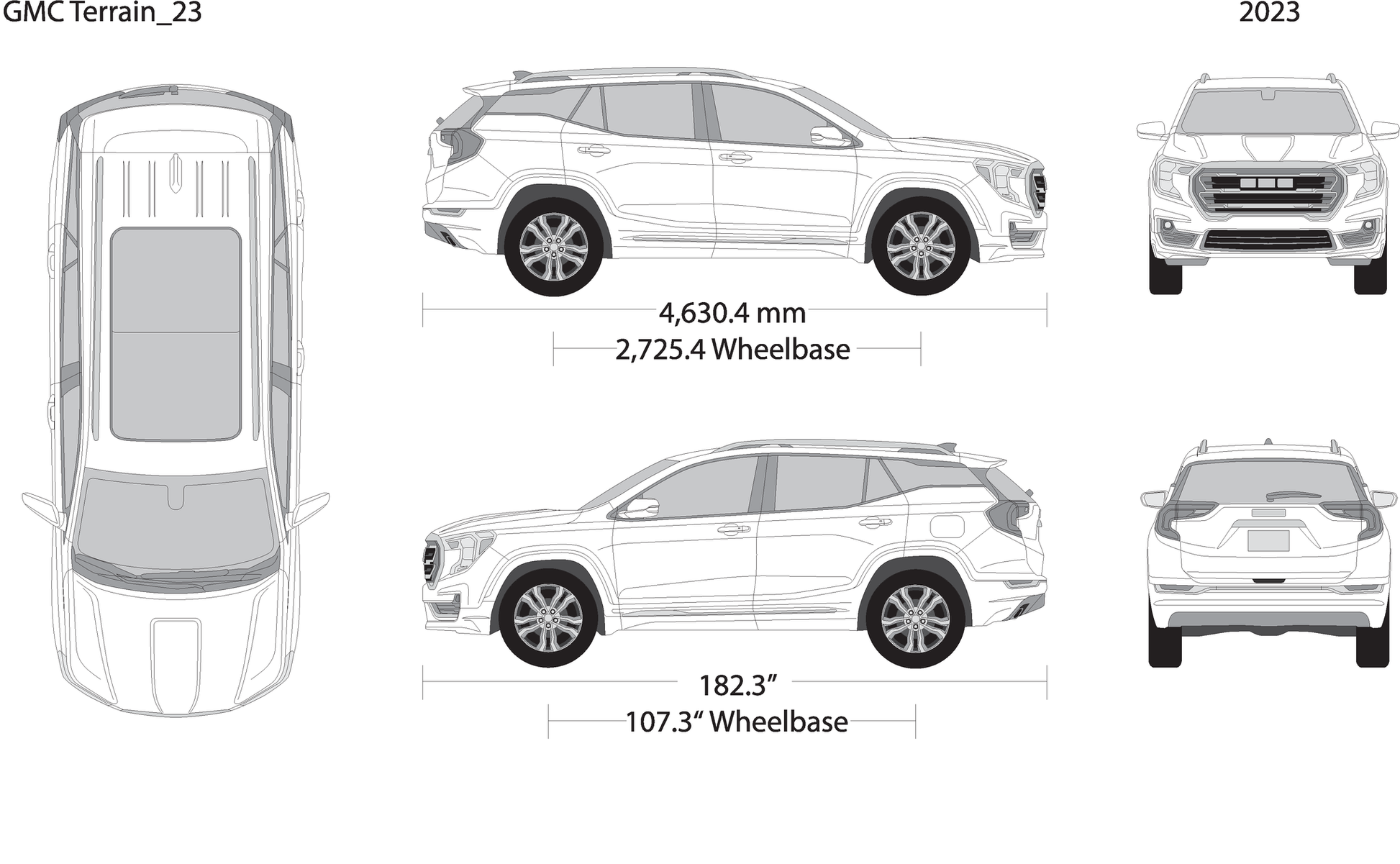 2023 Gmc Terrain V23 Vehicle Wrap Template