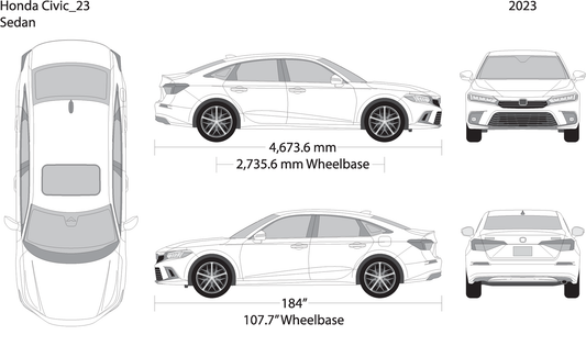 2023 Honda Civic Sedan V23 Vehicle Wrap Template