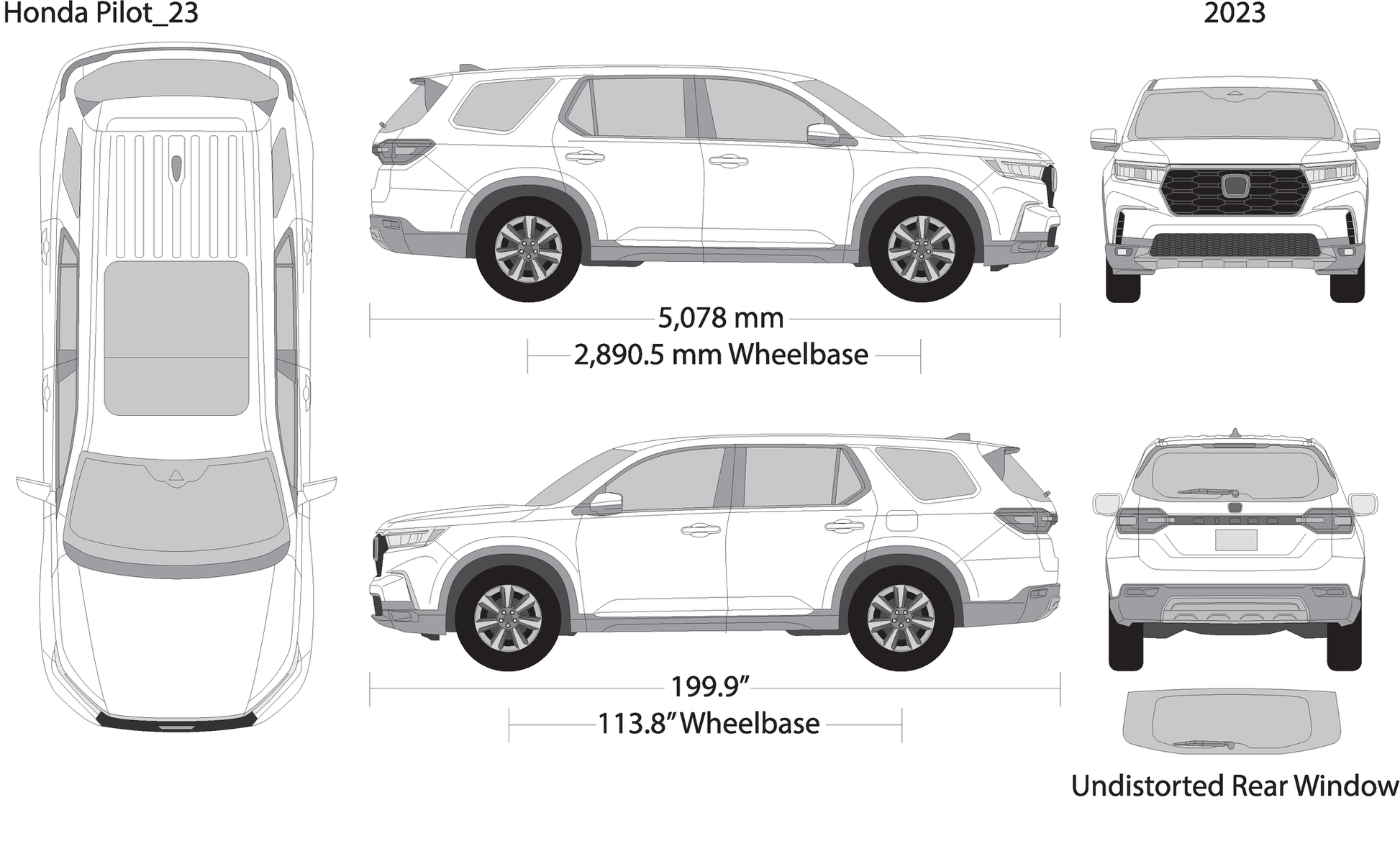 2023 Honda Pilot V23 Vehicle Wrap Template