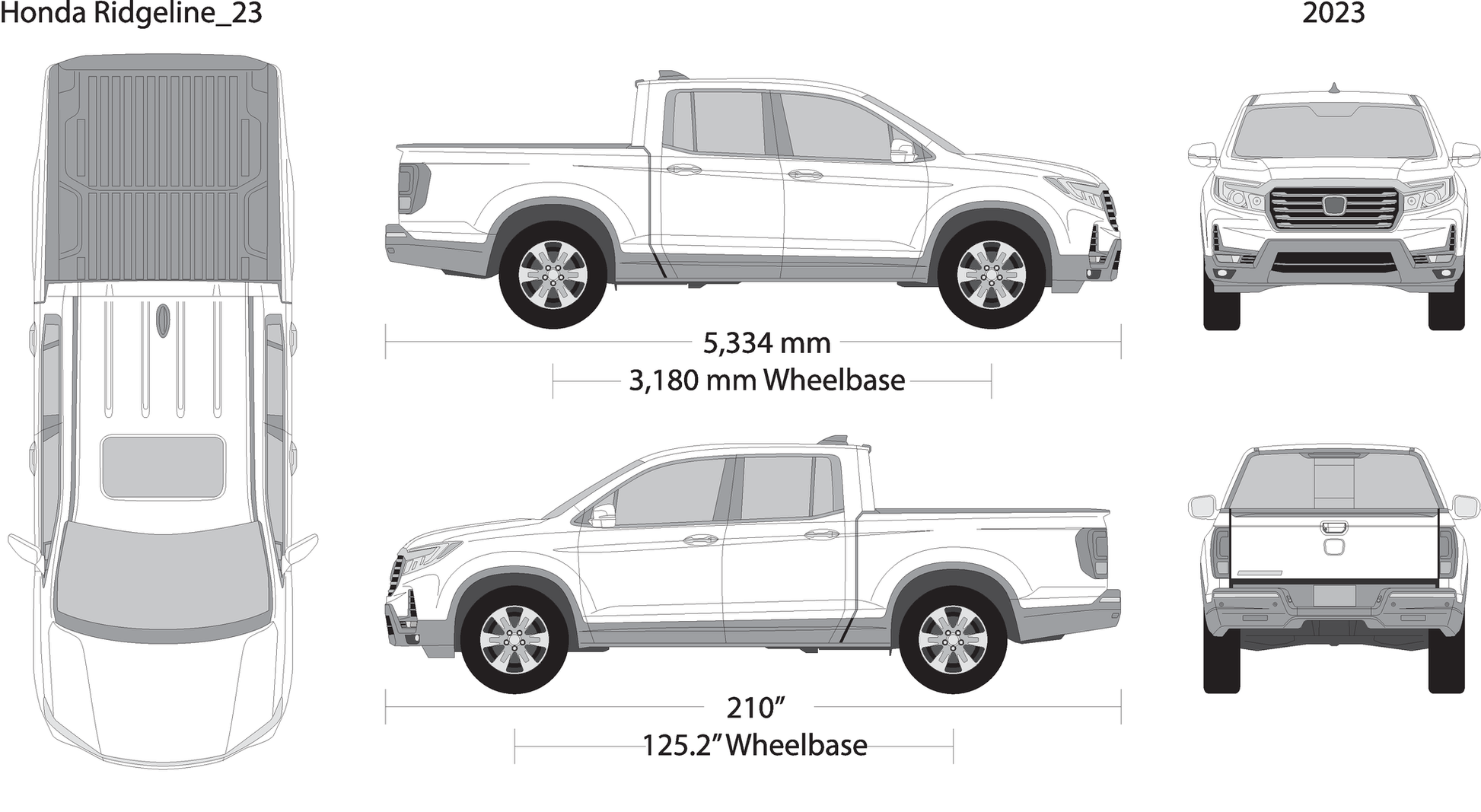 2023 Honda Ridgeline V23 Vehicle Wrap Template