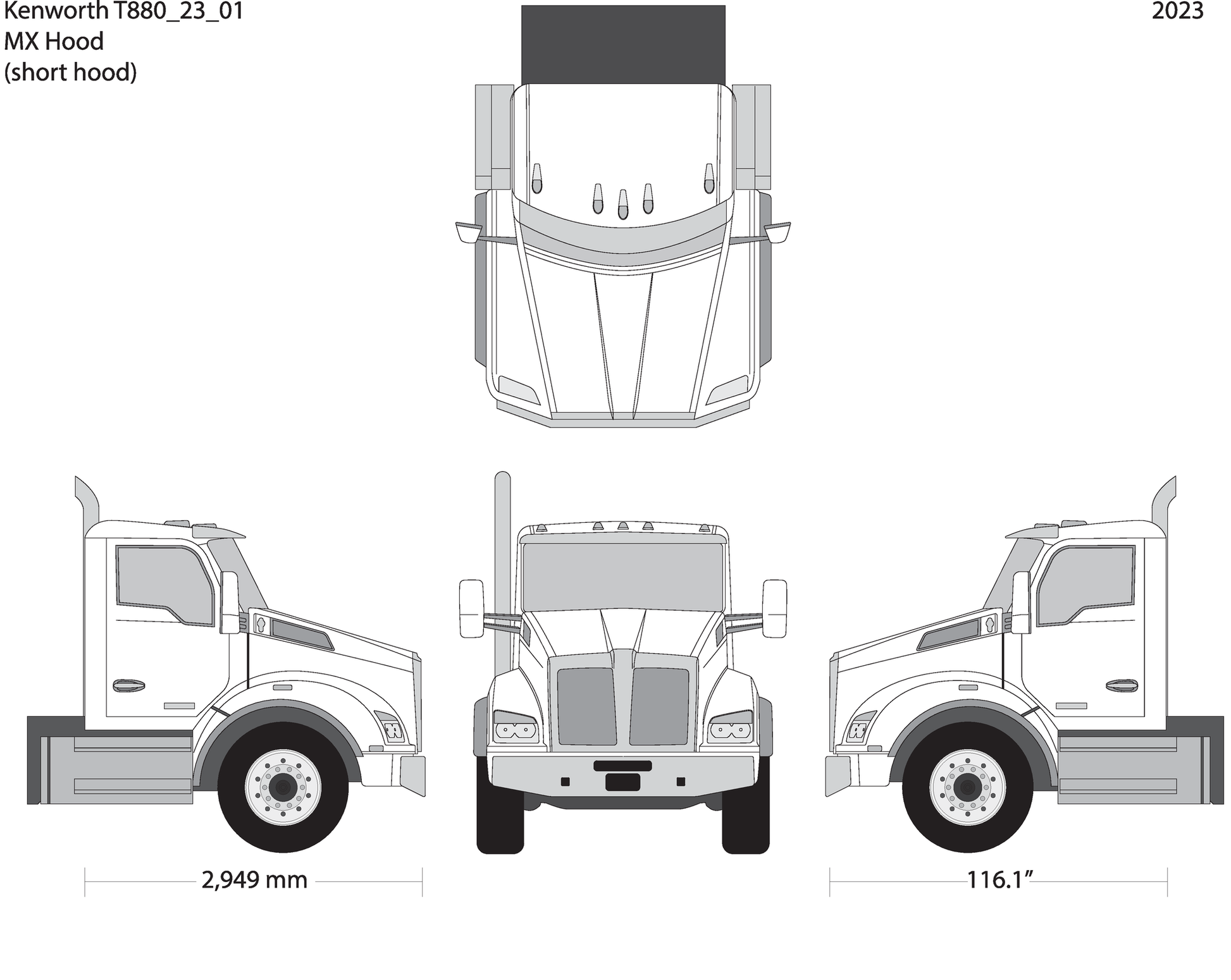 2023 Kenworth T880 V01 Vehicle Wrap Template