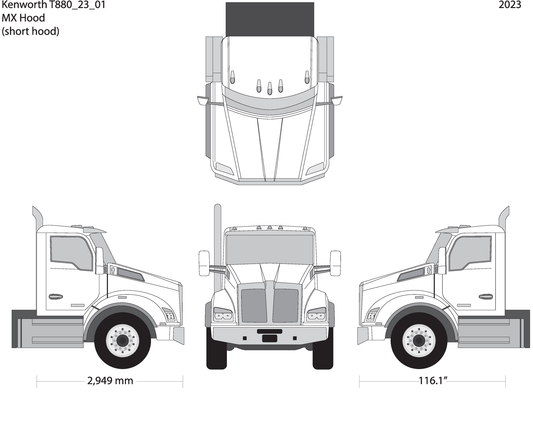 2023 Kenworth T880 V01 Vehicle Wrap Template