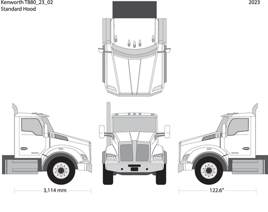 2023 Kenworth T880 V02 Vehicle Wrap Template