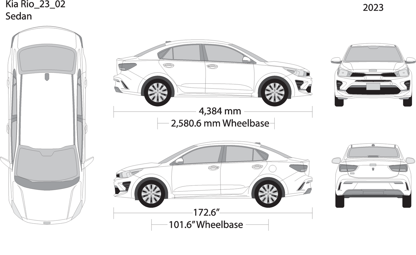 2023 Kia Rio V02 Vehicle Wrap Template