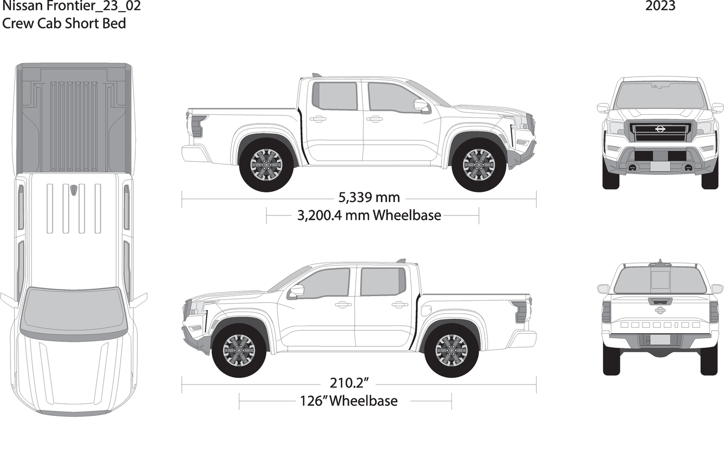 2023 Nissan Frontier Front V02 Vehicle Wrap Template
