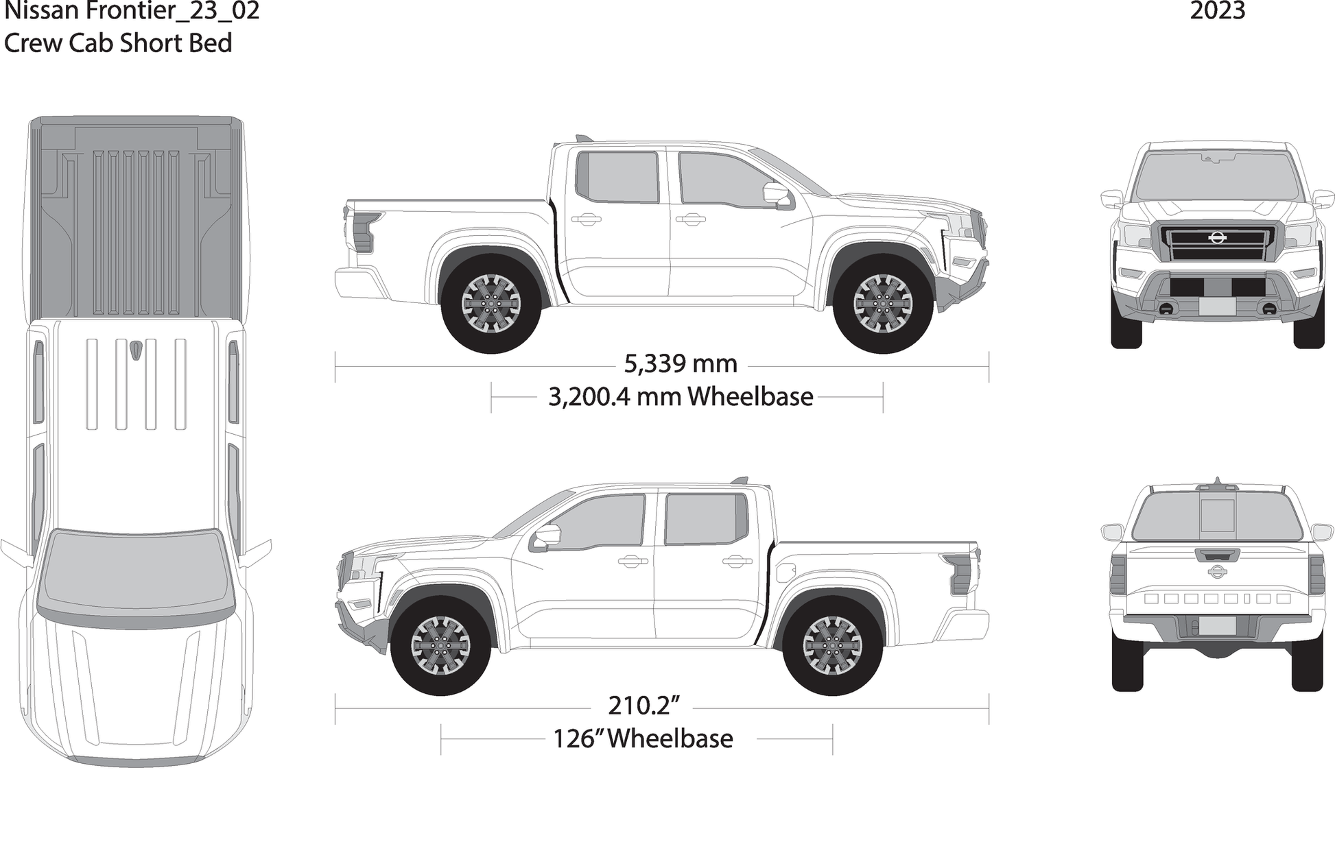 2023 Nissan Frontier Front V02 Vehicle Wrap Template