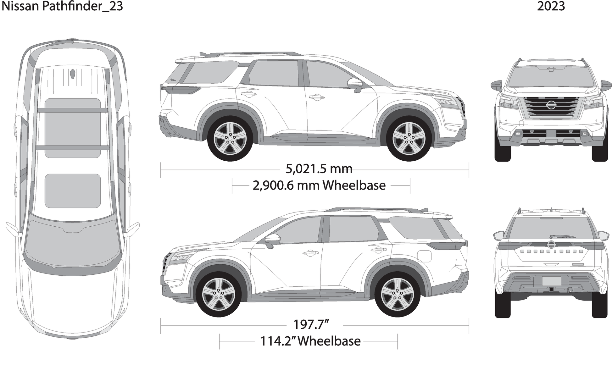 2023 Nissan Pathfinder V23 Vehicle Wrap Template