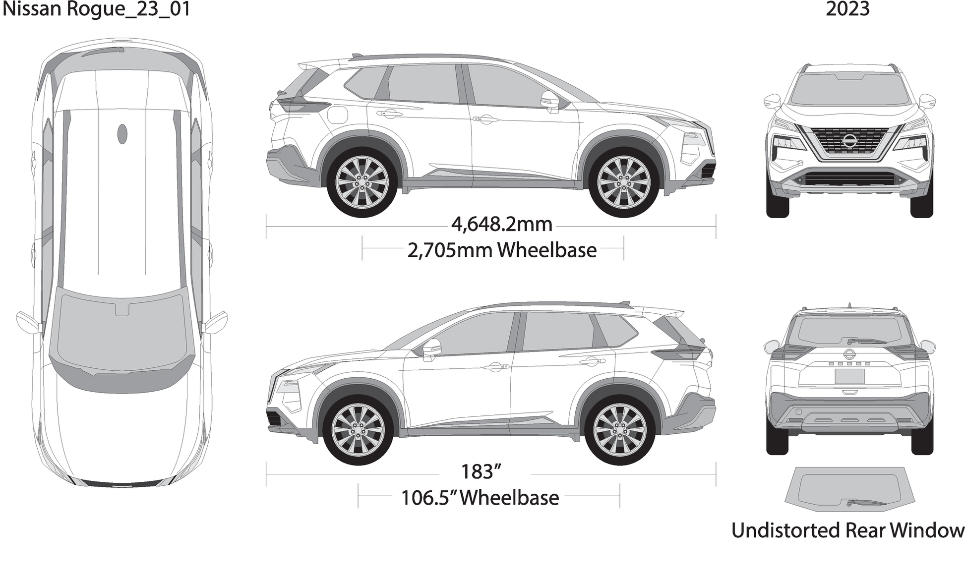 2023 Nissan Rogue V23 Vehicle Wrap Template