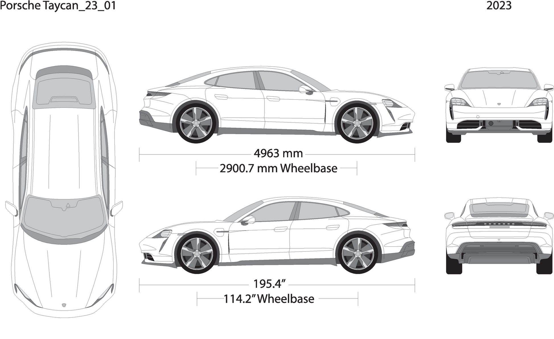 2023 Porsche Taycan V23 Vehicle Wrap Template
