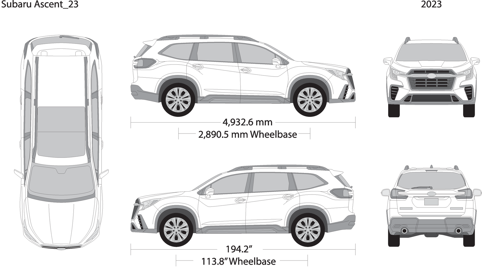 2023 Subaru Ascent V23 Vehicle Wrap Template
