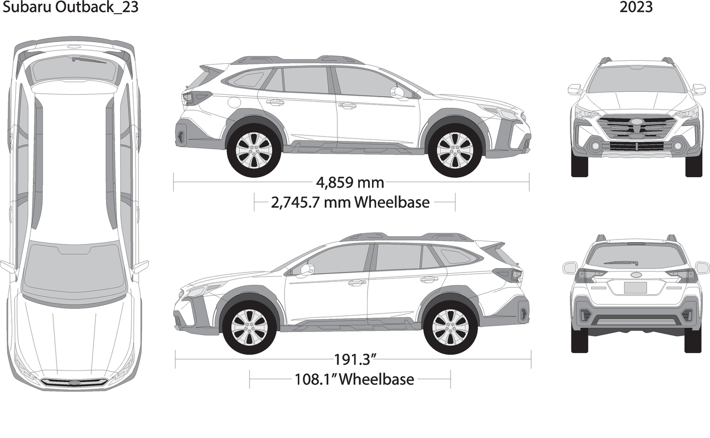 2023 Subaru Outback V23 Vehicle Wrap Template