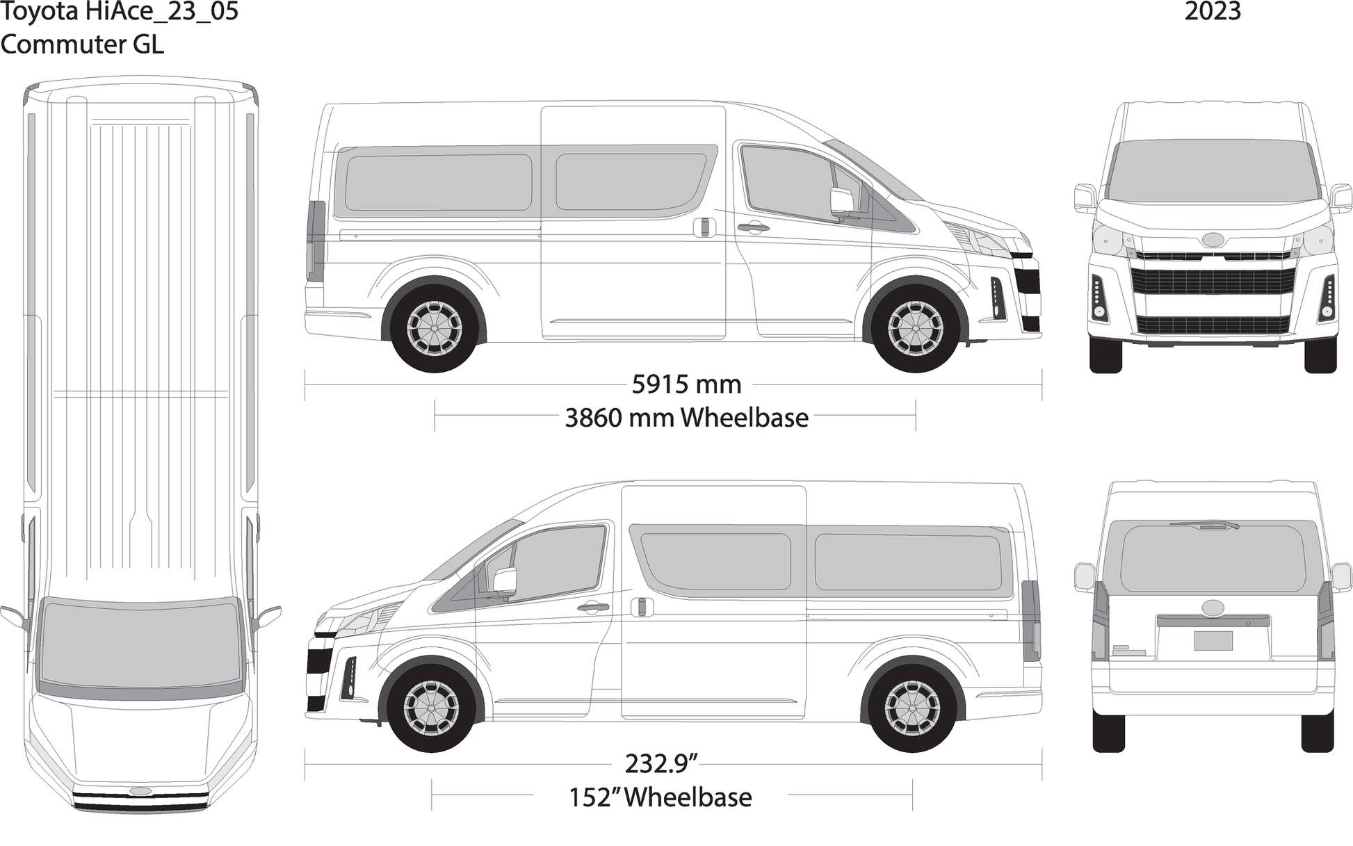 2023 Toyota Hiace V05 Vehicle Wrap Template