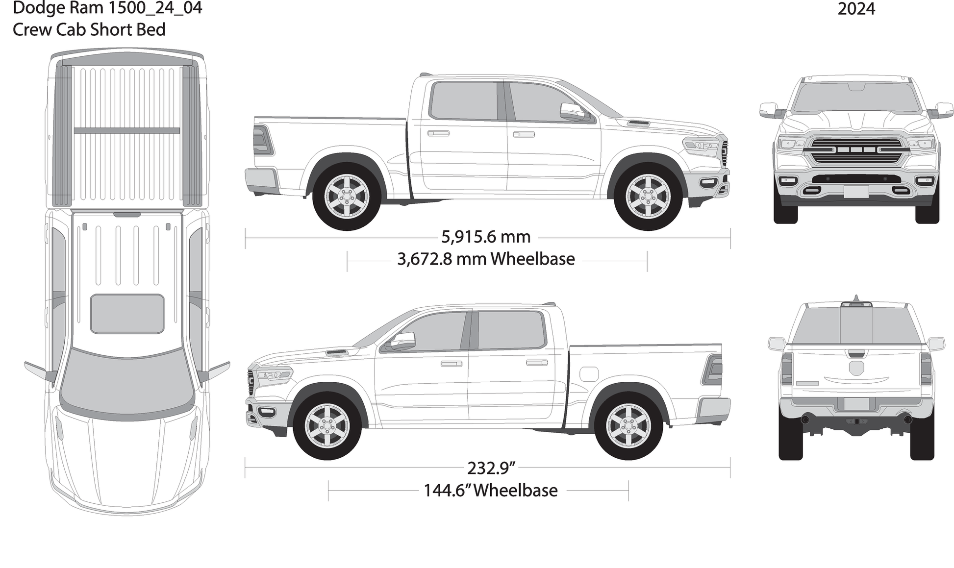 2024 Dodge Ram 1500 V04 Vehicle Wrap Template