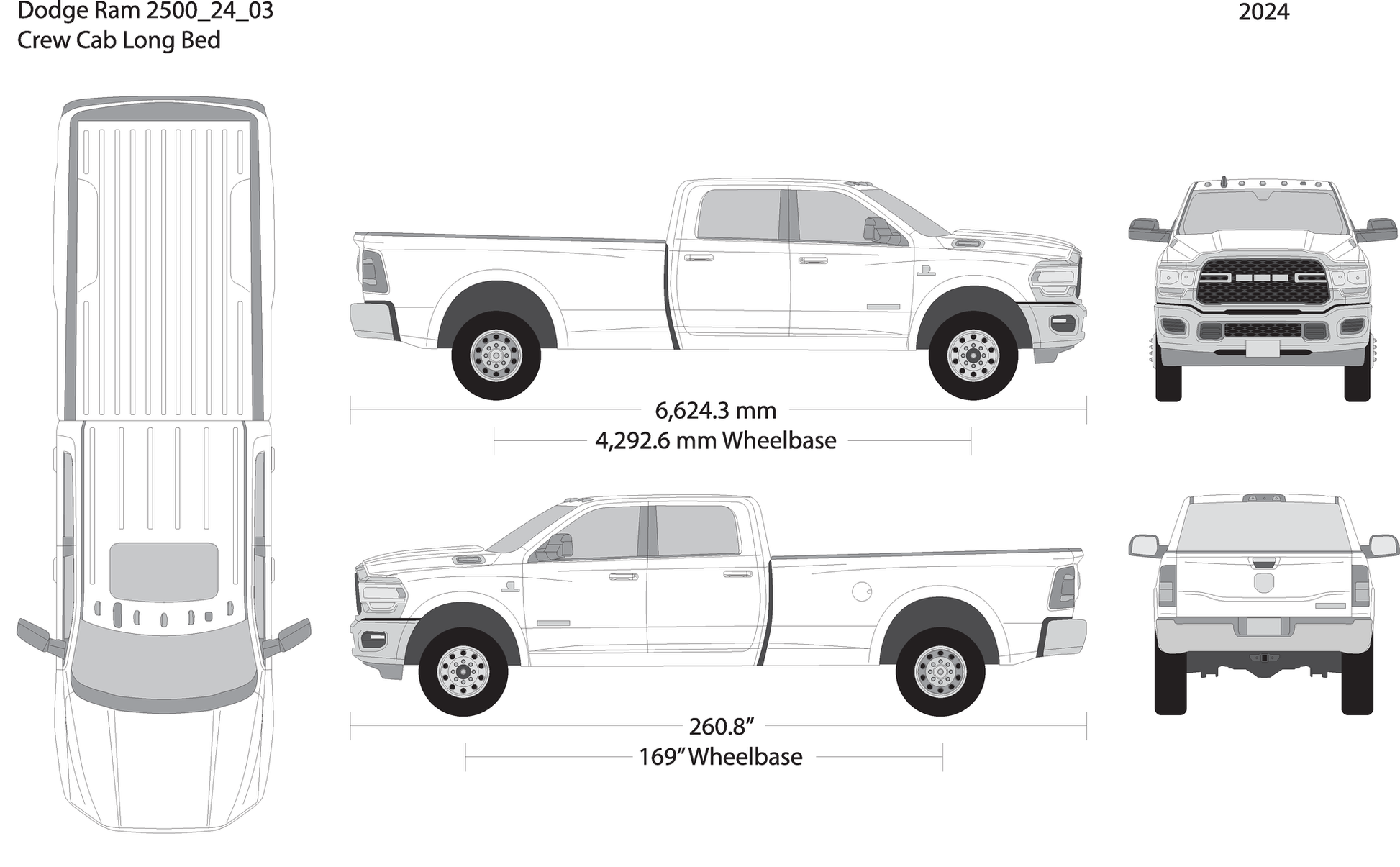 2024 Dodge Ram 2500 3500 V03 Vehicle Wrap Template